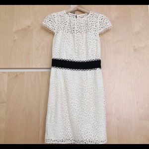 Milly capped sleeves lace mini cream dress Size 0